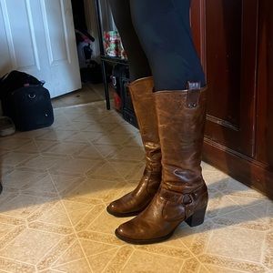 Vintage Genuine Leather Tall Bjorn boots with 2 inch heel